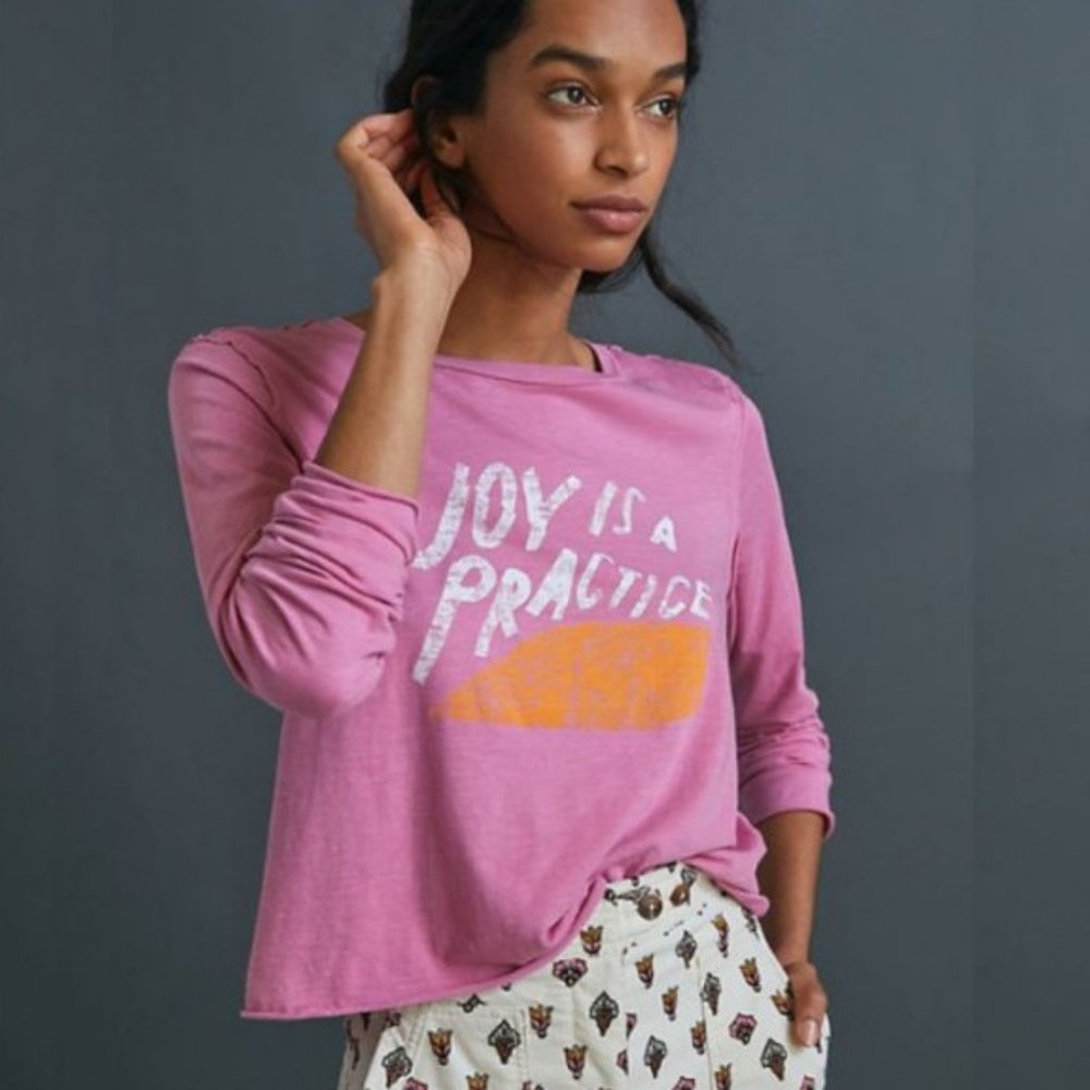 NWT Anthropologie Petula "Joy is a Practice" Tee XS